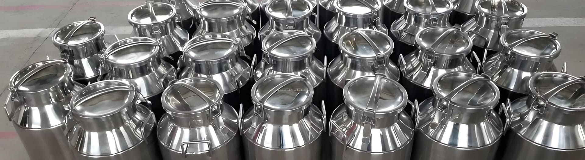 Stainless Steel Milk Transport Cans Array