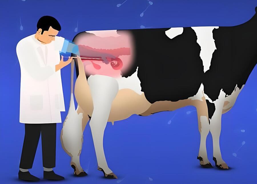 Artificial Insemination Timing a farm worker performing artificial insemination on a dairy cow