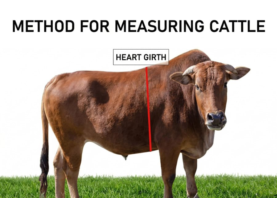 Measure the cow's chest circumference with a measuring tape.