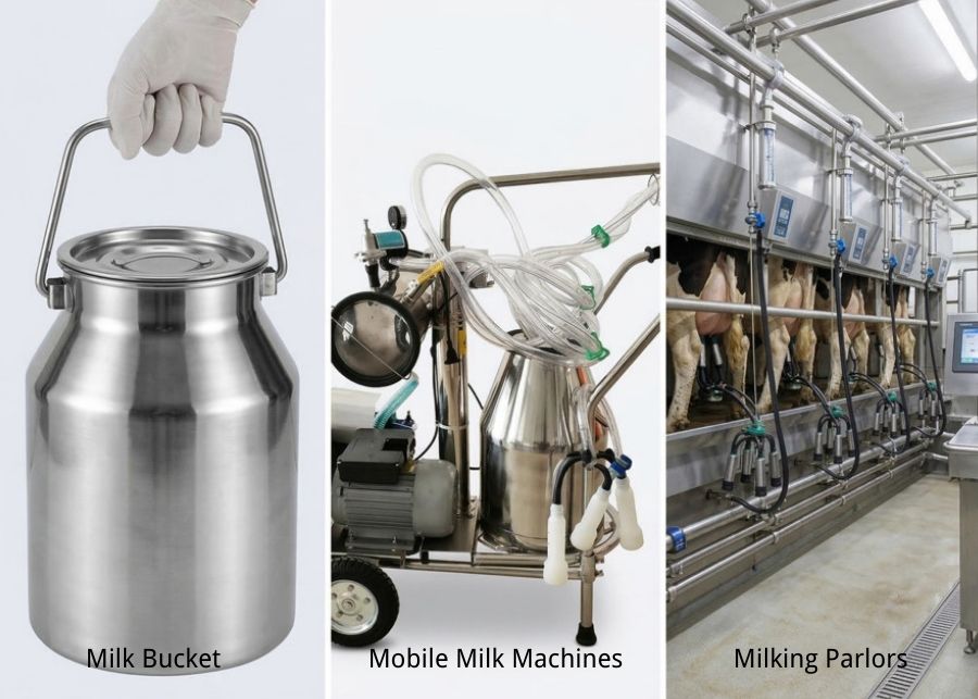 Best Milking Machines for Cows A selection of different milking machines from portable to parlor systems