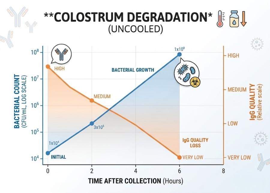 chart showing bacterial growth in colostrum over time