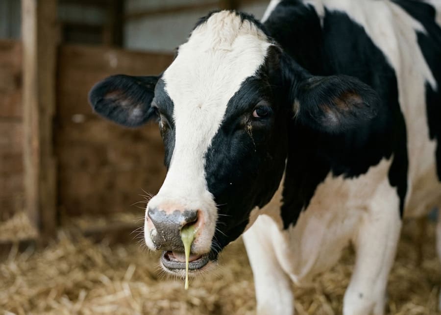 A sick cow showing signs of pneumonia