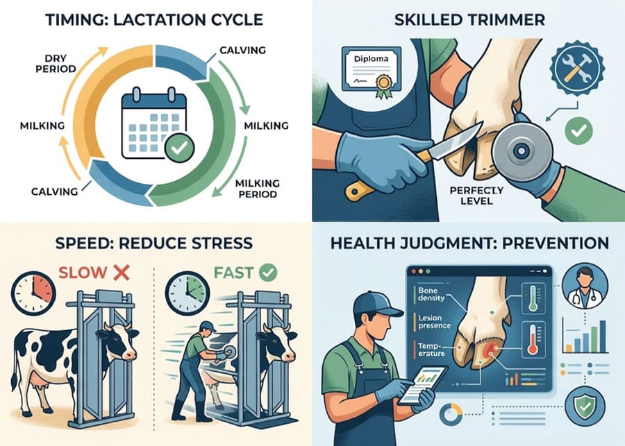 Four key considerations for dairy cow hoof trimming
