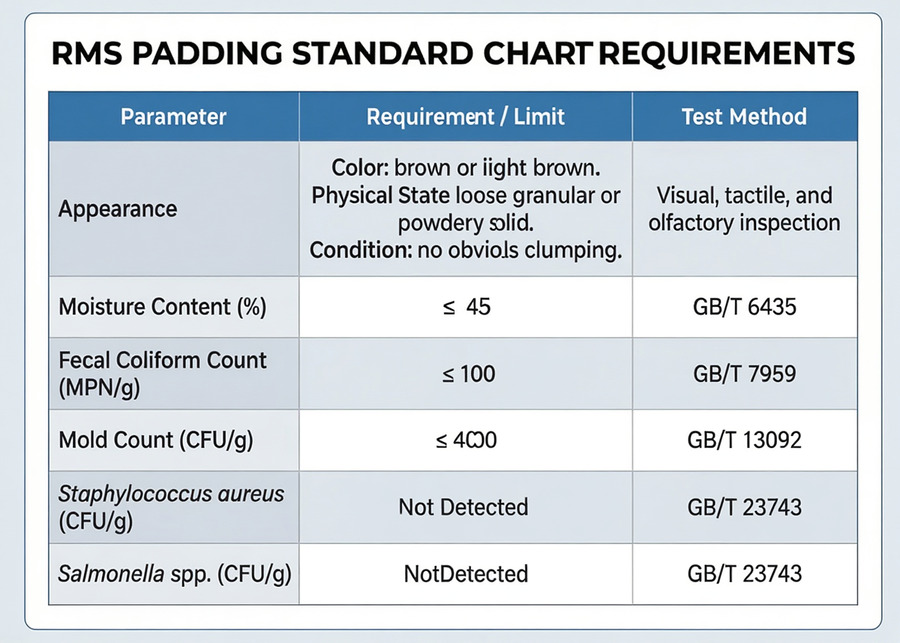 RMS Physical and Microbiological Indicators Standards for Bedding