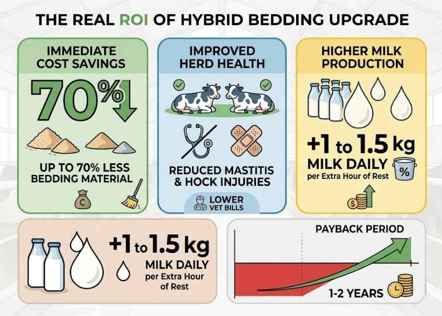 A chart showing the return on investment over two years for hybrid bedding