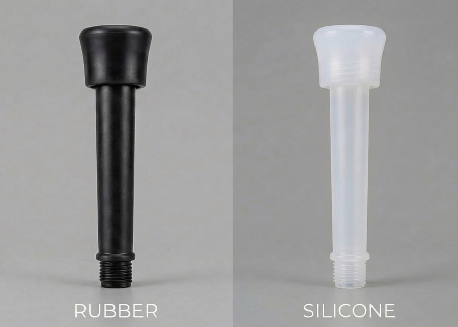 Silicone and rubber milking liners side-by-side
