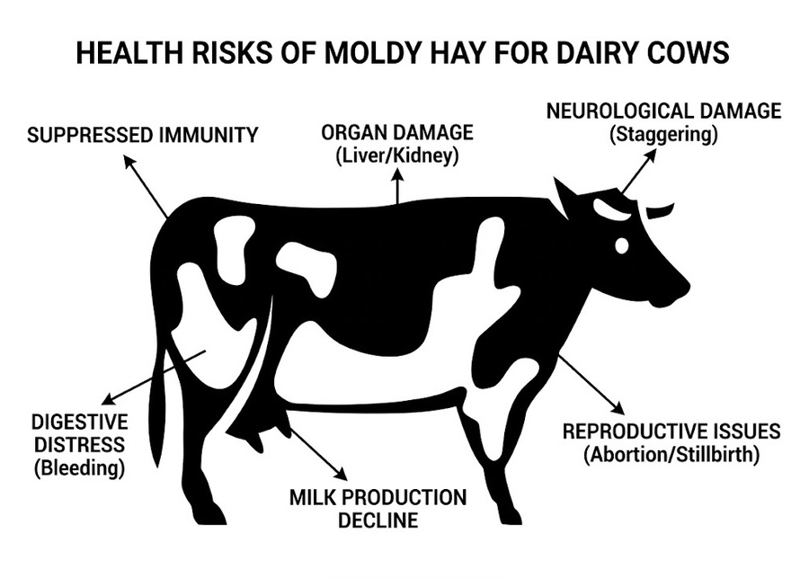 Detailed Illustrated Guide: Potential Problems in Dairy Cows Consuming Moldy Hay