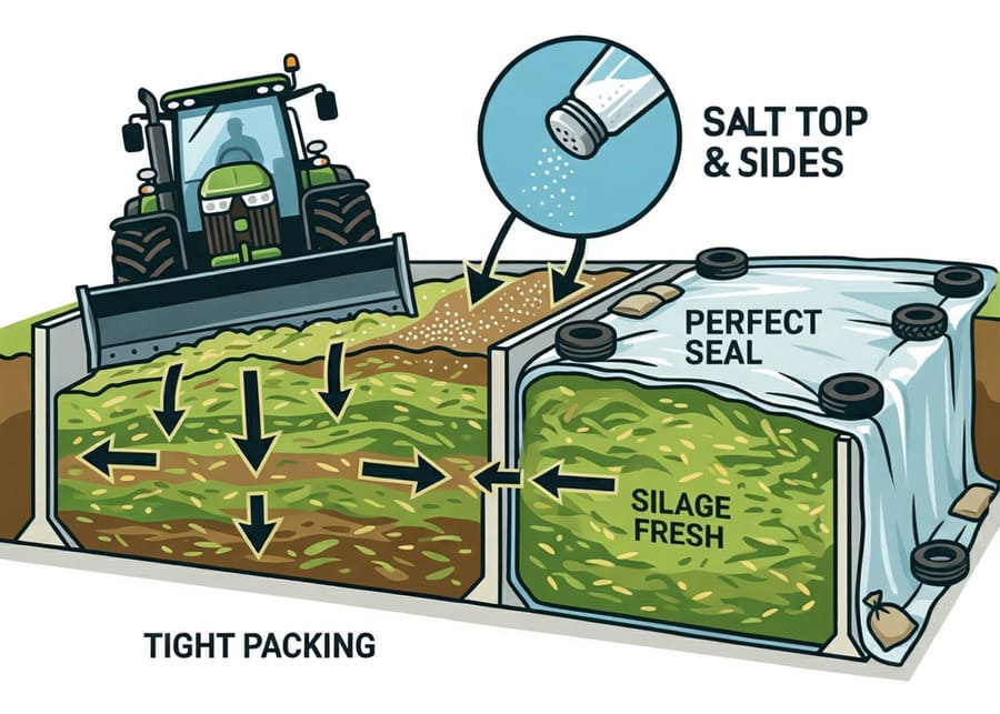 packing and sealing corn silage