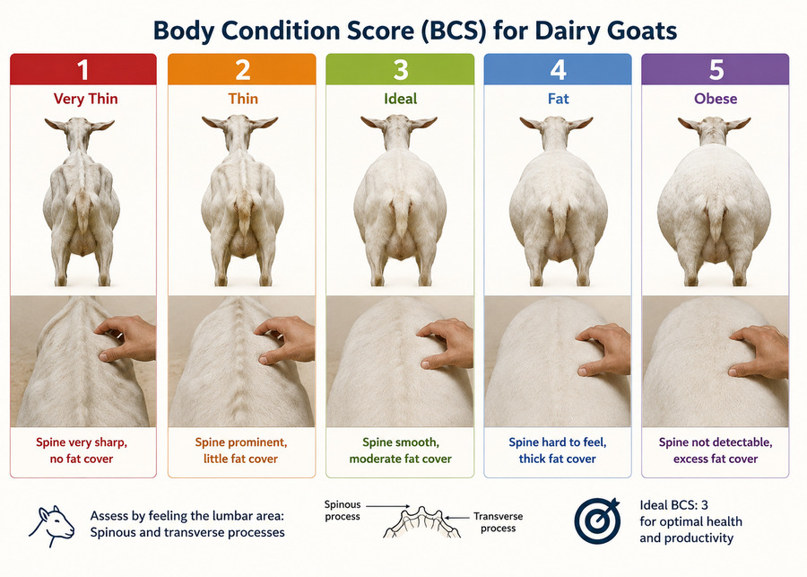 Dairy Goat Body Condition Scoring (BCS) Chart for Farm Assessment