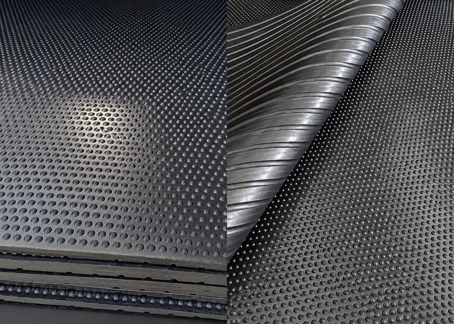 Close-up shot showing the texture and thickness of a durable rubber cow mat