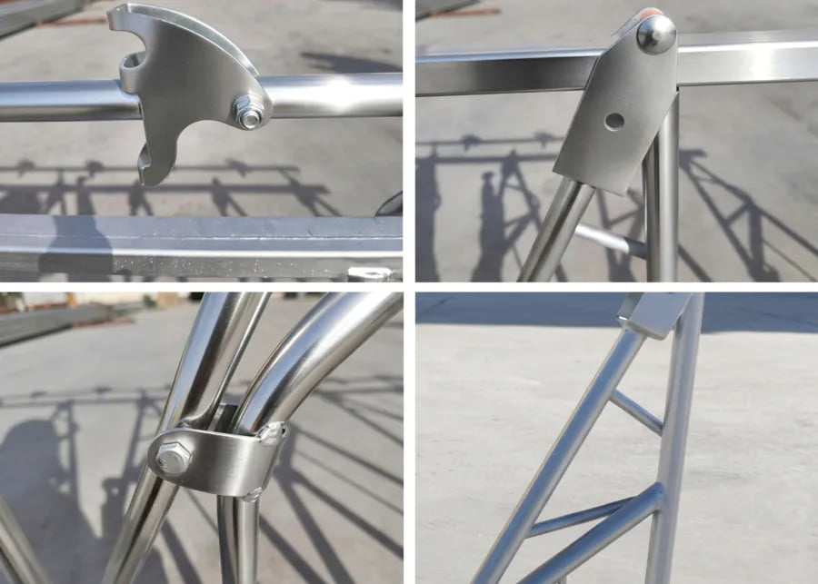 Hot-Dip Galvanized Steel Headlock A detailed shot of a hot-dip galvanized steel headlock tube