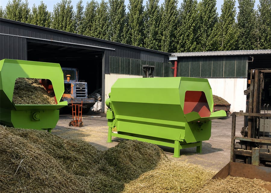 TMR Mixer preparing feed for dairy goats