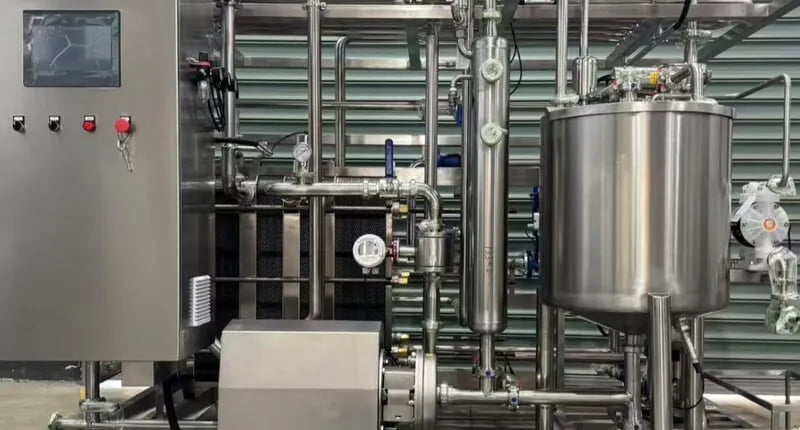 High-efficiency pasteurization system with precise pressure control loop panel and gauge