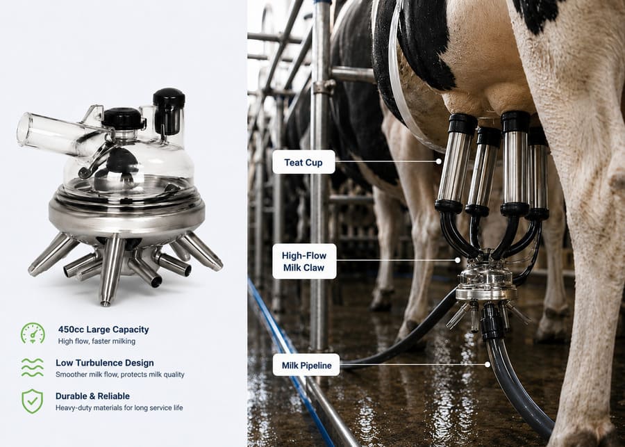High Flow Milking Claw Structure