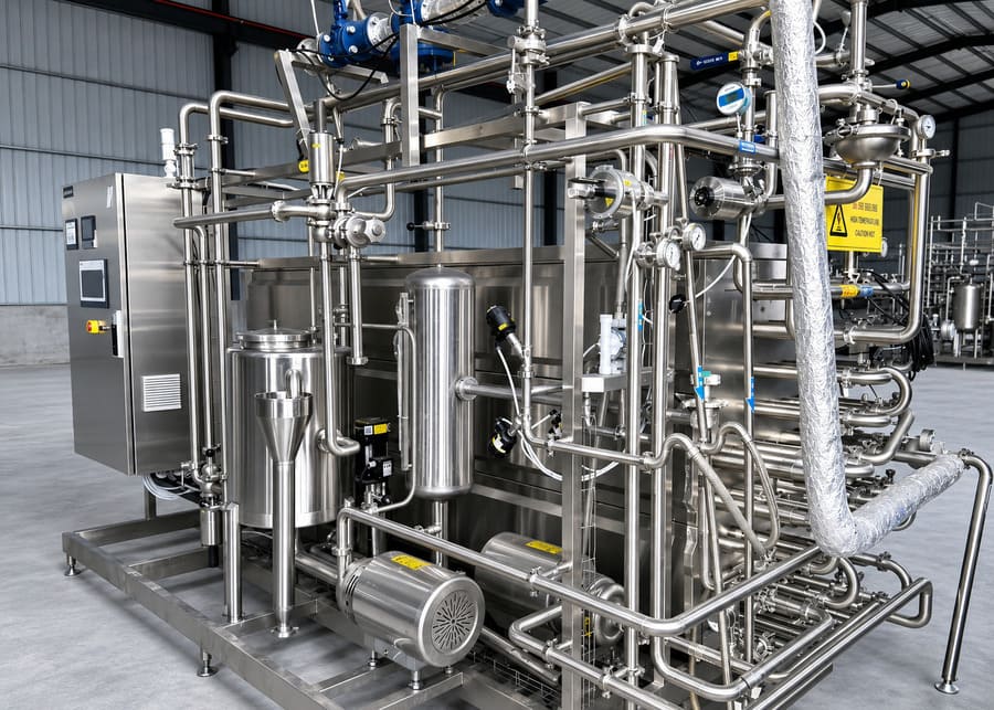 HTST Plate Pasteurizer System HTST plate pasteurizer unit integrated with dairy production line