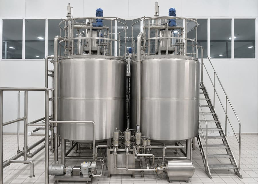 NexAgri Smart Fermentation Tanks installed in a dairy production line