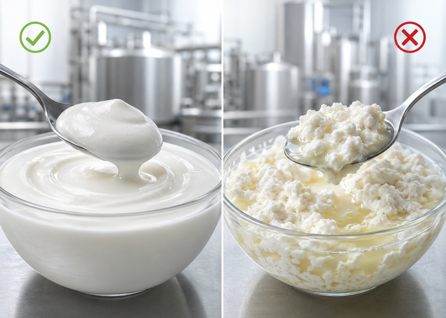 yogurt fermentation flakes lumps caused by high pressure