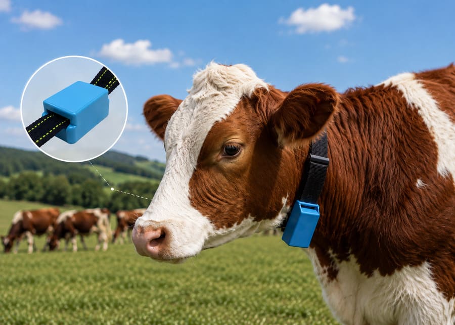NexAgri-Guard smart cattle collar with high accuracy GPS, long battery life, and durable design for grazing monitoring.