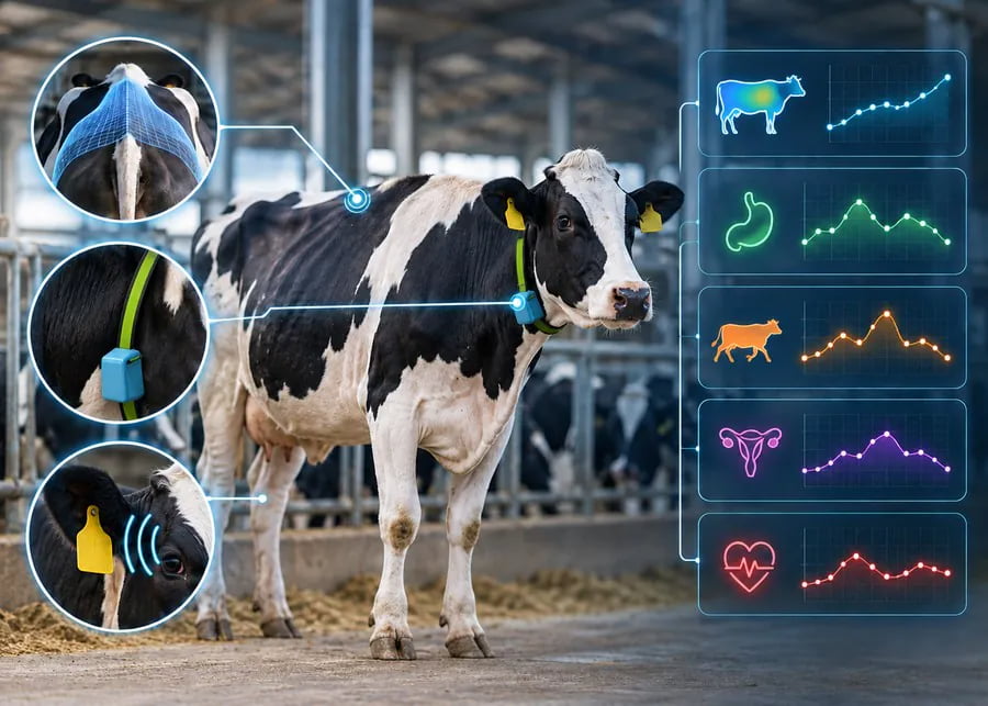 Smart dairy monitoring showing rumination and activity changes after feed quality problems
