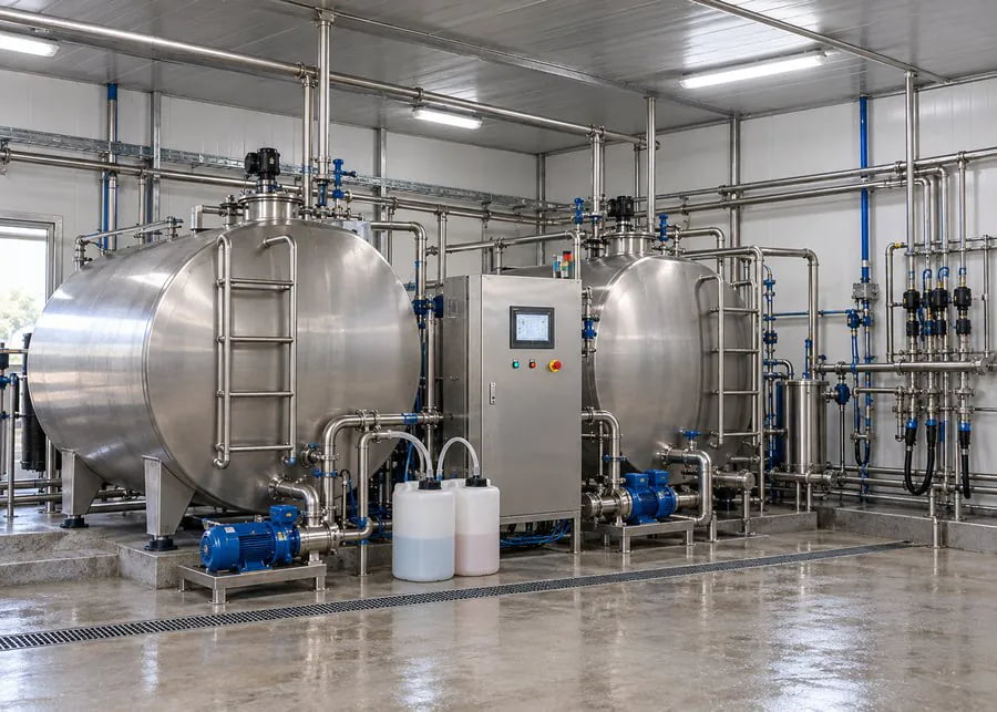 Automatic CIP cleaning system for commercial milking parlor pipelines